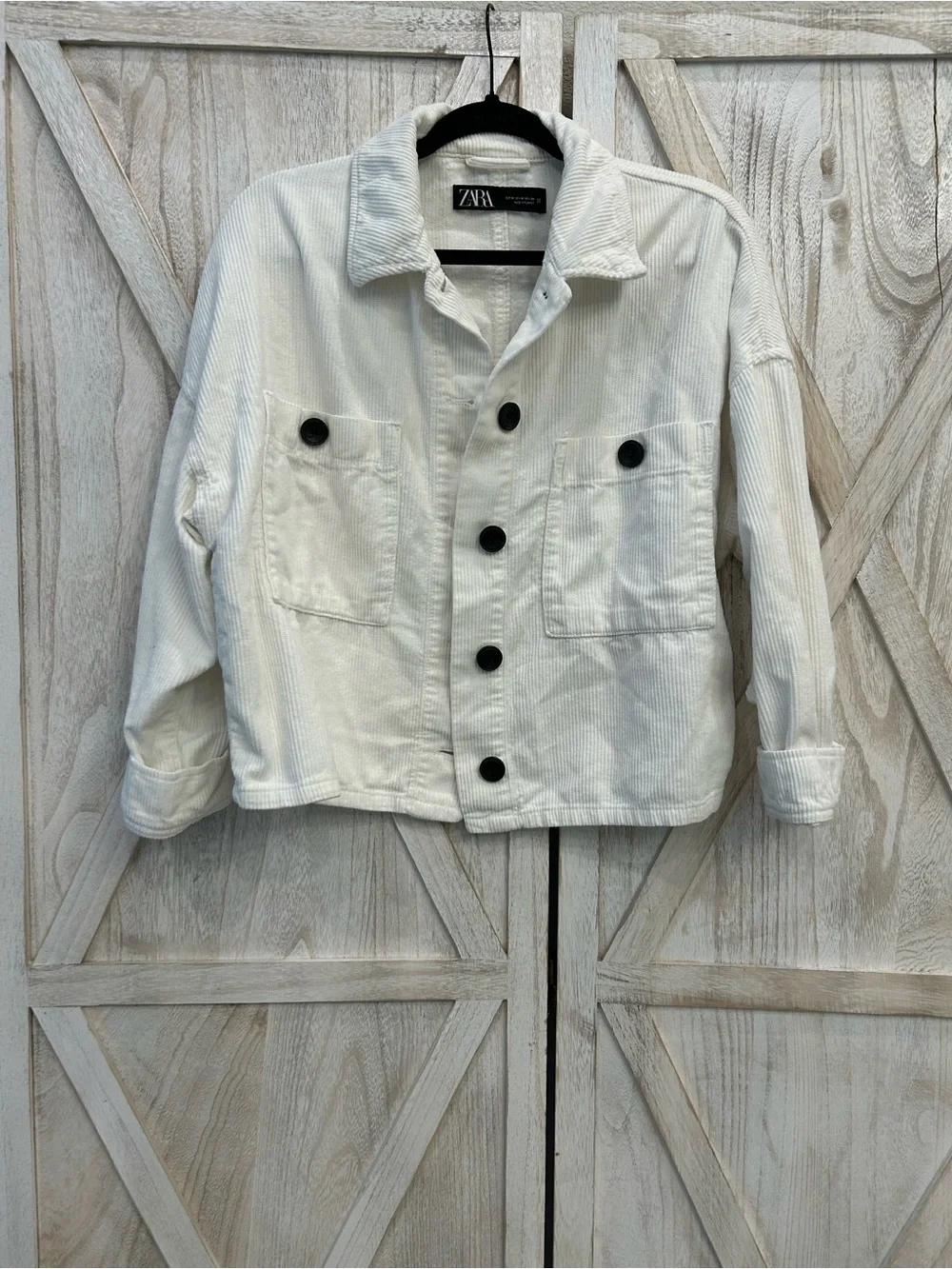 ZARA Cream Ribbed Corduroy Shirt Jacket